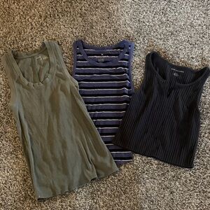 American Eagle  Women's Tank Tops - Olive, Navy Striped, Black
